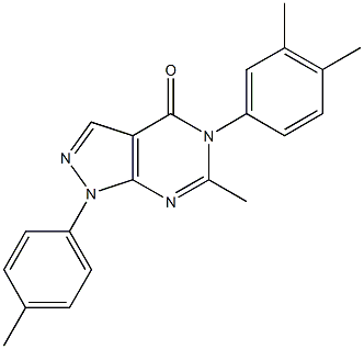 5-(3,4-dimethylphenyl)-6-methyl-1-(4-methylphenyl)-1,5-dihydro-4H-pyrazolo[3,4-d]pyrimidin-4-one,901022-27-3,结构式