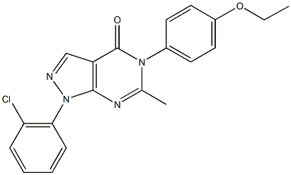 1-(2-chlorophenyl)-5-(4-ethoxyphenyl)-6-methyl-1,5-dihydro-4H-pyrazolo[3,4-d]pyrimidin-4-one,901042-96-4,结构式