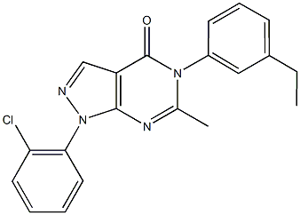 1-(2-chlorophenyl)-5-(3-ethylphenyl)-6-methyl-1,5-dihydro-4H-pyrazolo[3,4-d]pyrimidin-4-one,901043-06-9,结构式