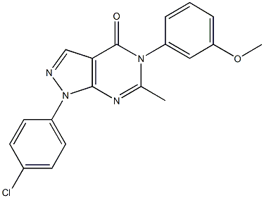 1-(4-chlorophenyl)-5-(3-methoxyphenyl)-6-methyl-1,5-dihydro-4H-pyrazolo[3,4-d]pyrimidin-4-one 结构式