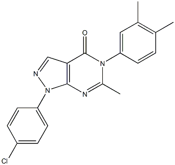 1-(4-chlorophenyl)-5-(3,4-dimethylphenyl)-6-methyl-1,5-dihydro-4H-pyrazolo[3,4-d]pyrimidin-4-one Struktur