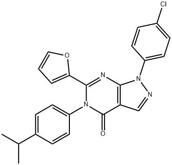 1-(4-chlorophenyl)-6-(2-furyl)-5-(4-isopropylphenyl)-1,5-dihydro-4H-pyrazolo[3,4-d]pyrimidin-4-one Struktur