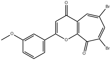 6,8-dibromo-2-(3-methoxyphenyl)cyclohepta[b]pyran-4,9-dione Struktur