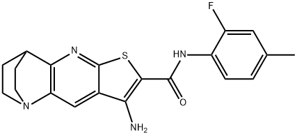 5-amino-N-(2-fluoro-4-methylphenyl)-7-thia-1,9-diazatetracyclo[9.2.2.0~2,10~.0~4,8~]pentadeca-2(10),3,5,8-tetraene-6-carboxamide,902011-80-7,结构式