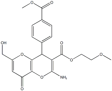 2-methoxyethyl 2-amino-6-(hydroxymethyl)-4-[4-(methoxycarbonyl)phenyl]-8-oxo-4,8-dihydropyrano[3,2-b]pyran-3-carboxylate 结构式