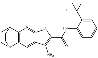 8-amino-N-[2-(trifluoromethyl)phenyl]-1,2,3,4-tetrahydro-1,4-ethanothieno[2,3-b][1,5]naphthyridine-7-carboxamide,902038-41-9,结构式