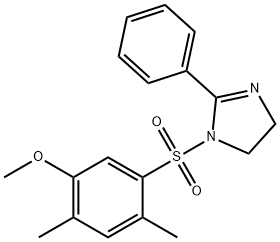 2,4-dimethyl-5-[(2-phenyl-4,5-dihydro-1H-imidazol-1-yl)sulfonyl]phenyl methyl ether 化学構造式