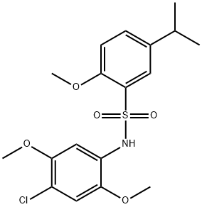 N-(4-chloro-2,5-dimethoxyphenyl)-5-isopropyl-2-methoxybenzenesulfonamide 结构式