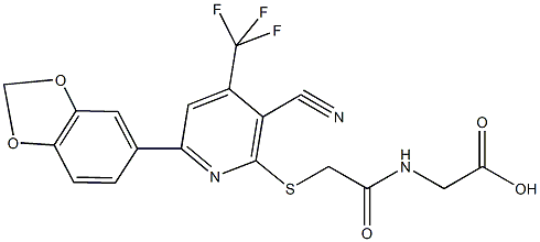 [({[6-(1,3-benzodioxol-5-yl)-3-cyano-4-(trifluoromethyl)-2-pyridinyl]sulfanyl}acetyl)amino]acetic acid,903086-57-7,结构式