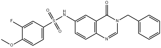 N-(3-benzyl-4-oxo-3,4-dihydro-6-quinazolinyl)-3-fluoro-4-methoxybenzenesulfonamide Struktur