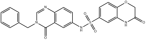 N-(3-benzyl-4-oxo-3,4-dihydro-6-quinazolinyl)-3-oxo-3,4-dihydro-2H-1,4-benzoxazine-6-sulfonamide Structure