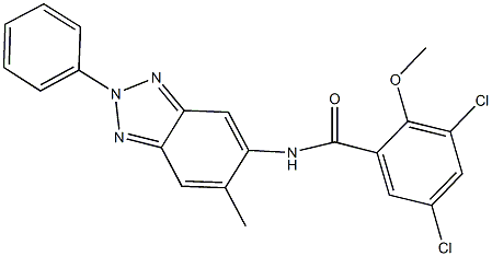 3,5-dichloro-2-methoxy-N-(6-methyl-2-phenyl-2H-1,2,3-benzotriazol-5-yl)benzamide 化学構造式