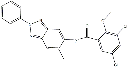 3,5-dichloro-2-methoxy-N-(6-methyl-2-phenyl-2H-1,2,3-benzotriazol-5-yl)benzamide Struktur