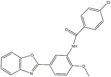 N-[5-(1,3-benzoxazol-2-yl)-2-methoxyphenyl]-4-chlorobenzamide 化学構造式