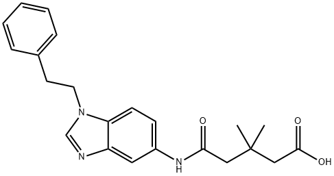 3,3-dimethyl-5-oxo-5-{[1-(2-phenylethyl)-1H-benzimidazol-5-yl]amino}pentanoic acid Structure