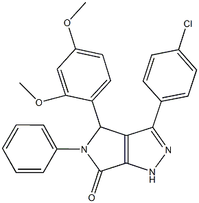 3-(4-chlorophenyl)-4-(2,4-dimethoxyphenyl)-5-phenyl-4,5-dihydropyrrolo[3,4-c]pyrazol-6(1H)-one,904585-48-4,结构式