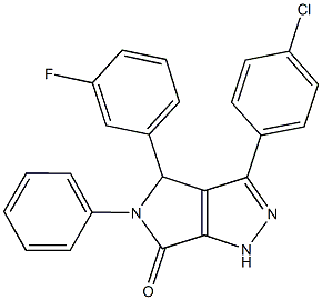 3-(4-chlorophenyl)-4-(3-fluorophenyl)-5-phenyl-4,5-dihydropyrrolo[3,4-c]pyrazol-6(1H)-one,904585-57-5,结构式