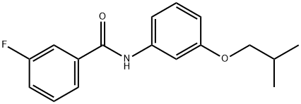 3-fluoro-N-(3-isobutoxyphenyl)benzamide,904627-81-2,结构式