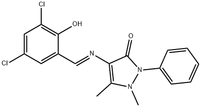 4-[(3,5-dichloro-2-hydroxybenzylidene)amino]-1,5-dimethyl-2-phenyl-1,2-dihydro-3H-pyrazol-3-one Structure