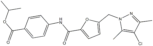 isopropyl 4-({5-[(4-chloro-3,5-dimethyl-1H-pyrazol-1-yl)methyl]-2-furoyl}amino)benzoate 结构式