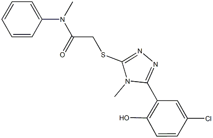 2-{[5-(5-chloro-2-hydroxyphenyl)-4-methyl-4H-1,2,4-triazol-3-yl]sulfanyl}-N-methyl-N-phenylacetamide,909352-91-6,结构式