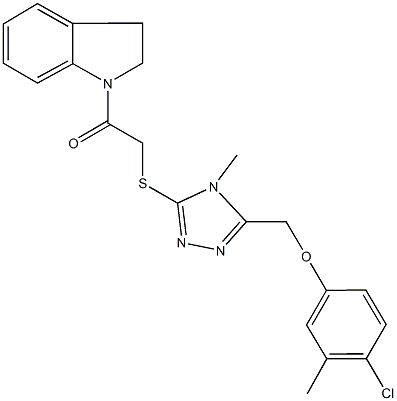 4-chloro-3-methylphenyl (5-{[2-(2,3-dihydro-1H-indol-1-yl)-2-oxoethyl]sulfanyl}-4-methyl-4H-1,2,4-triazol-3-yl)methyl ether,909361-31-5,结构式