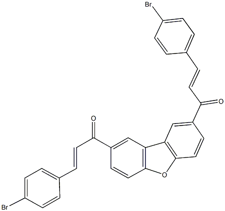 3-(4-bromophenyl)-1-{8-[3-(4-bromophenyl)acryloyl]dibenzo[b,d]furan-2-yl}-2-propen-1-one Structure