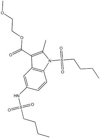 2-methoxyethyl 1-(butylsulfonyl)-5-[(butylsulfonyl)amino]-2-methyl-1H-indole-3-carboxylate Structure