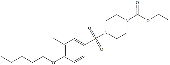 ethyl 4-{[3-methyl-4-(pentyloxy)phenyl]sulfonyl}-1-piperazinecarboxylate Structure