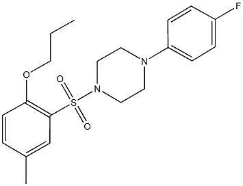 2-{[4-(4-fluorophenyl)-1-piperazinyl]sulfonyl}-4-methylphenyl propyl ether,913240-69-4,结构式