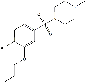 2-bromo-5-[(4-methyl-1-piperazinyl)sulfonyl]phenyl propyl ether Structure