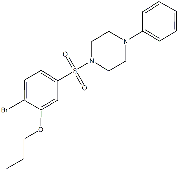 2-bromo-5-[(4-phenyl-1-piperazinyl)sulfonyl]phenyl propyl ether,913240-90-1,结构式