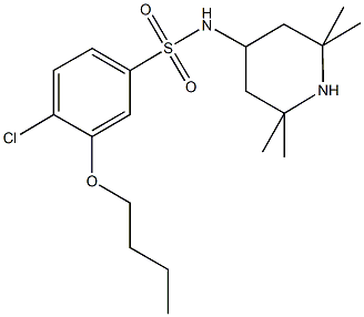 3-butoxy-4-chloro-N-(2,2,6,6-tetramethyl-4-piperidinyl)benzenesulfonamide 化学構造式