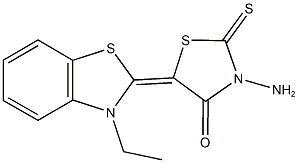 3-amino-5-(3-ethyl-1,3-benzothiazol-2(3H)-ylidene)-2-thioxo-1,3-thiazolidin-4-one Struktur
