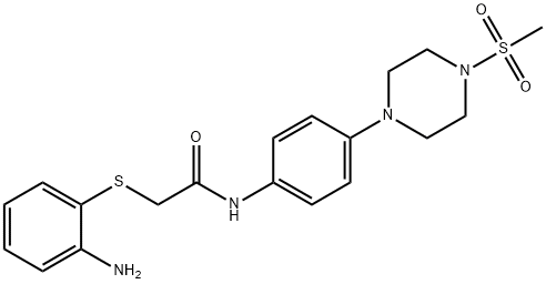 2-[(2-aminophenyl)sulfanyl]-N-{4-[4-(methylsulfonyl)-1-piperazinyl]phenyl}acetamide 结构式