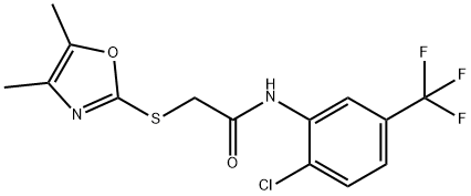 N-[2-chloro-5-(trifluoromethyl)phenyl]-2-[(4,5-dimethyl-1,3-oxazol-2-yl)sulfanyl]acetamide Struktur