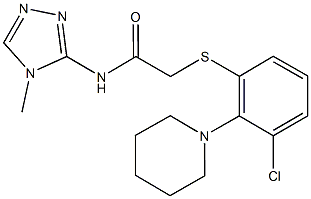 2-{[3-chloro-2-(1-piperidinyl)phenyl]sulfanyl}-N-(4-methyl-4H-1,2,4-triazol-3-yl)acetamide 化学構造式