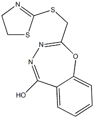 2-[(4,5-dihydro-1,3-thiazol-2-ylsulfanyl)methyl]-1,3,4-benzoxadiazepin-5-ol Struktur