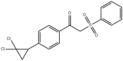 1-[4-(2,2-dichlorocyclopropyl)phenyl]-2-(phenylsulfonyl)ethanone Struktur