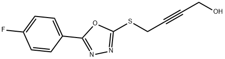 4-{[5-(4-fluorophenyl)-1,3,4-oxadiazol-2-yl]sulfanyl}-2-butyn-1-ol 化学構造式