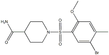 1-[(5-bromo-2-methoxy-4-methylphenyl)sulfonyl]-4-piperidinecarboxamide 化学構造式