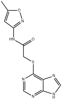 N-(5-methyl-3-isoxazolyl)-2-(9H-purin-6-ylsulfanyl)acetamide 化学構造式