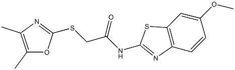 2-[(4,5-dimethyl-1,3-oxazol-2-yl)sulfanyl]-N-(6-methoxy-1,3-benzothiazol-2-yl)acetamide,917217-15-3,结构式