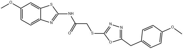 N-(6-methoxy-1,3-benzothiazol-2-yl)-2-{[5-(4-methoxybenzyl)-1,3,4-oxadiazol-2-yl]sulfanyl}acetamide,917217-16-4,结构式