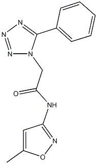 N-(5-methyl-3-isoxazolyl)-2-(5-phenyl-1H-tetraazol-1-yl)acetamide 化学構造式