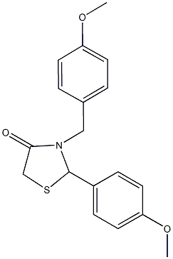 3-(4-methoxybenzyl)-2-(4-methoxyphenyl)-1,3-thiazolidin-4-one Structure