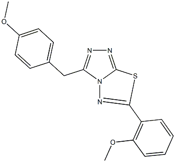 3-(4-methoxybenzyl)-6-(2-methoxyphenyl)[1,2,4]triazolo[3,4-b][1,3,4]thiadiazole 化学構造式