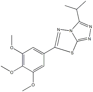 3-isopropyl-6-(3,4,5-trimethoxyphenyl)[1,2,4]triazolo[3,4-b][1,3,4]thiadiazole 化学構造式