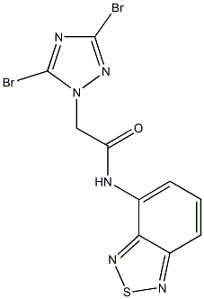 N-(2,1,3-benzothiadiazol-4-yl)-2-(3,5-dibromo-1H-1,2,4-triazol-1-yl)acetamide 结构式