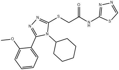 2-{[4-cyclohexyl-5-(2-methoxyphenyl)-4H-1,2,4-triazol-3-yl]sulfanyl}-N-(1,3,4-thiadiazol-2-yl)acetamide 结构式